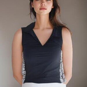 Vintage Jerdog 90s V-Neck Collared Black Gray Pink Office-to-Gym Golf Top L